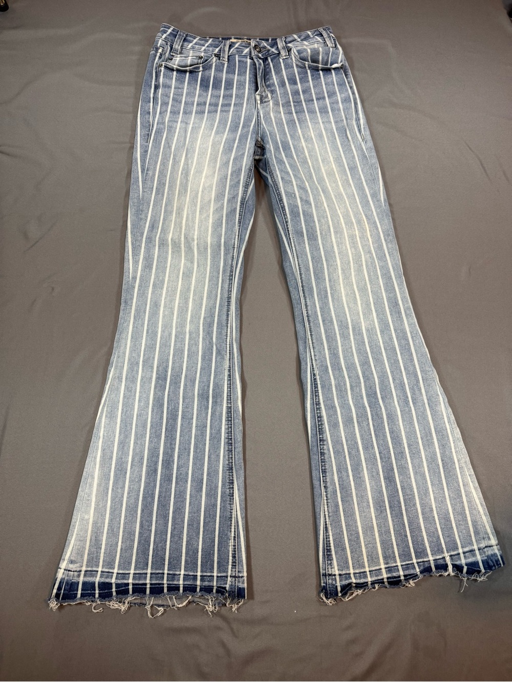 Rock & Roll Denim High Rise Striped Flare Jeans - Picture 2 of 6